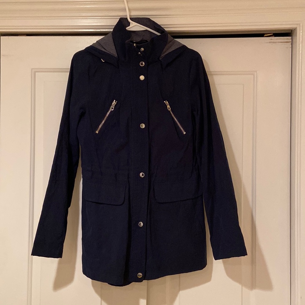 Navy Blue Nautical Rain Jacket